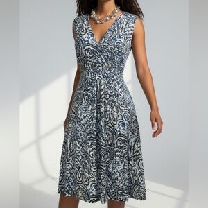 JM Collection Sleeveless V-Neck Paisley Print Dress